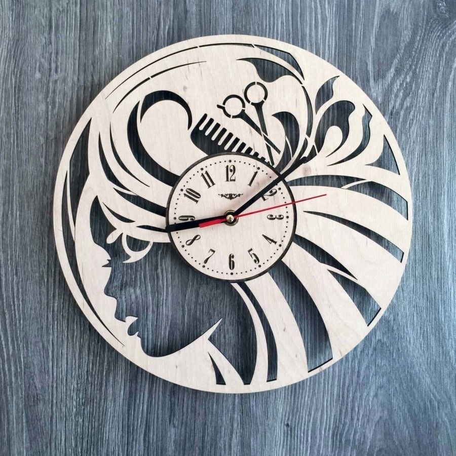 Laserowo wycinany zegar ścienny do salonu fryzjerskiego Salon kosmetyczny Wall Art Decor