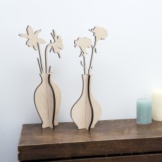 Laser Cut Wooden Vase With Flowers Home Decoration Free Vector