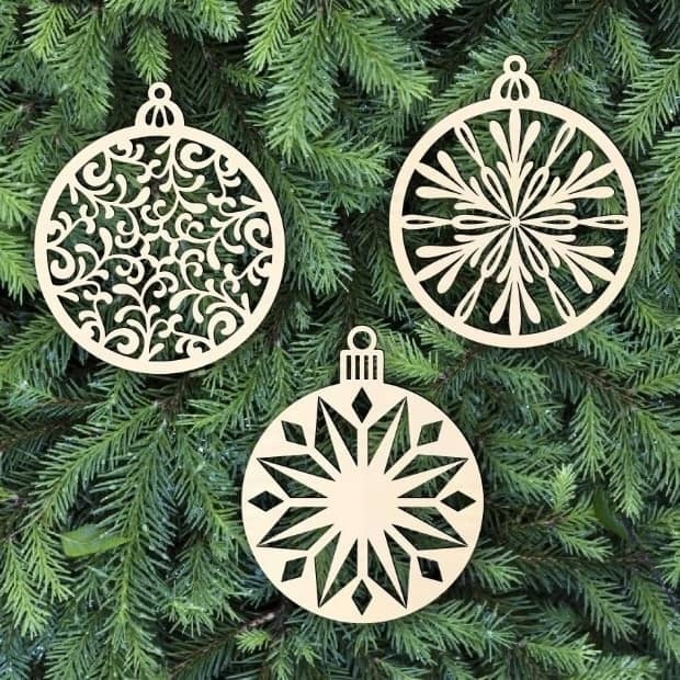 Laser Cut Christmas Xmas Tree Hanging Ornaments Free Vector