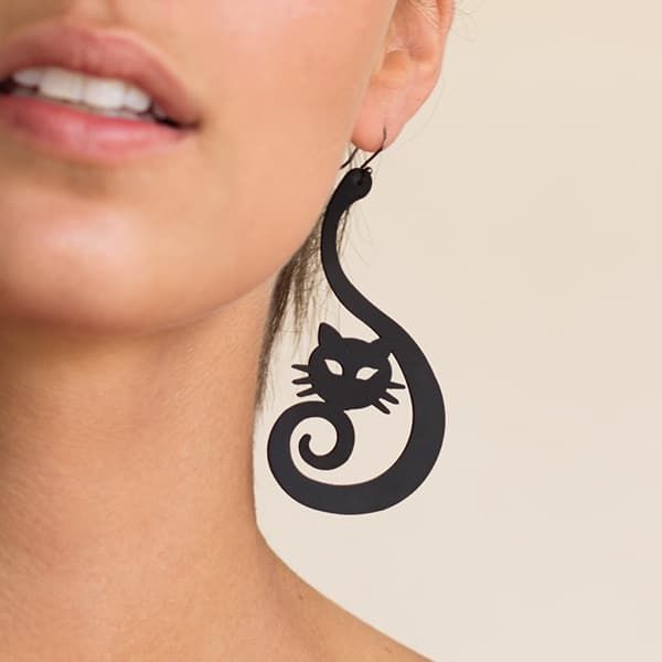 Laser Cut Cute Cat Earrings Cat Jewelry Free Vector