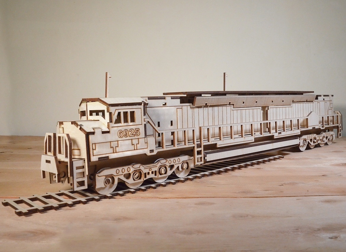 Lasergeschnittenes Eisenbahnlokomotiven-3D-Puzzle 3 mm