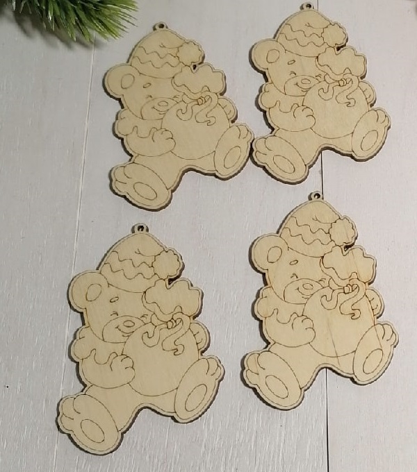लेजर कट उत्कीर्ण लकड़ी के क्रिसमस मैग्नेट