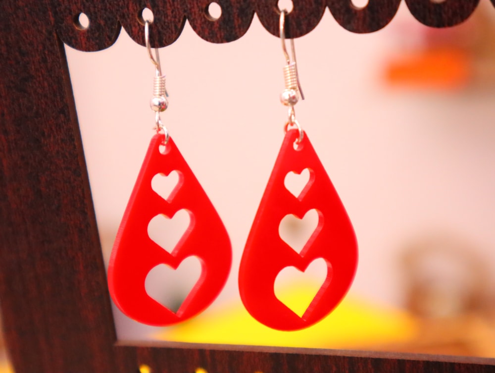 Laser Cut Dangle Heart Earrings DXF File