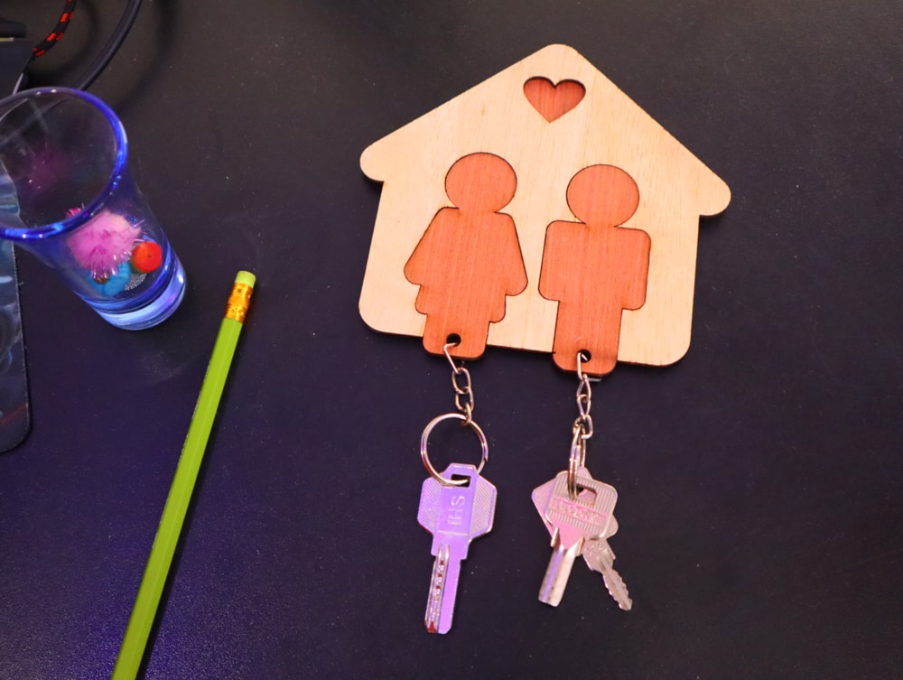 Laser Cut Couple Key Holder 3mm DXF File