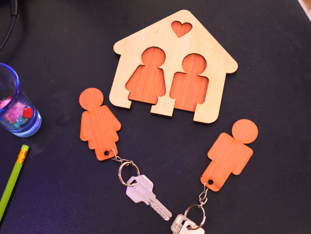 Laser Cut Couple Key Holder 3mm DXF File