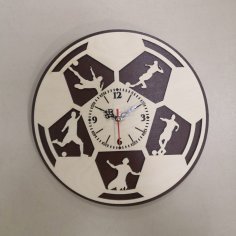 Laser Cut Football Wall Clock Sport Wall Clock Gift For Soccer Lover Footballer Free Vector