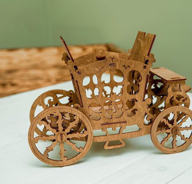 Laser Cut Carriage Candy Cart Sweet Display Stand 3mm Free Vector