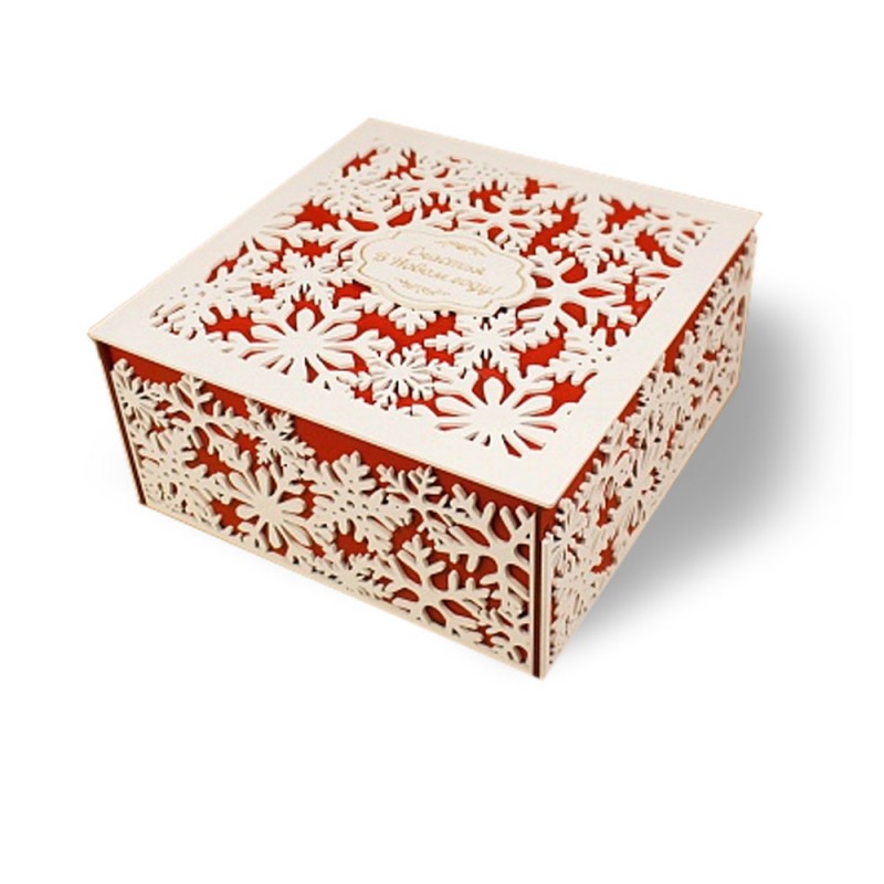 جعبه کادو کریسمس دانه برف مربعی برش لیزری
