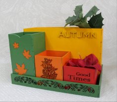 Laser Cut Autumn Desk Organizer Office Supplies Storage Free Vector