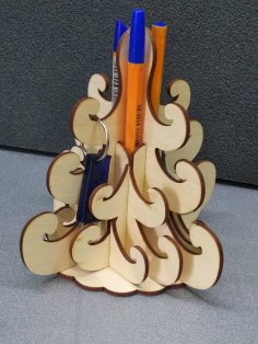 Laser Cut 3D Christmas Tree Pencil Holder Hanger Free Vector