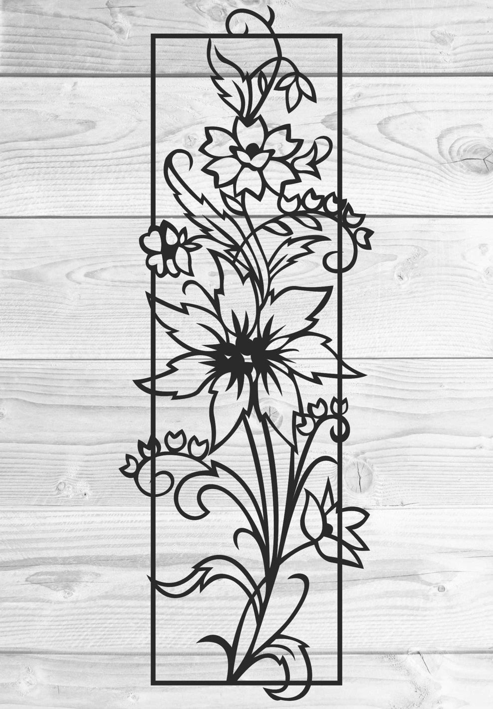 激光切割藤墙贴花花卉墙饰