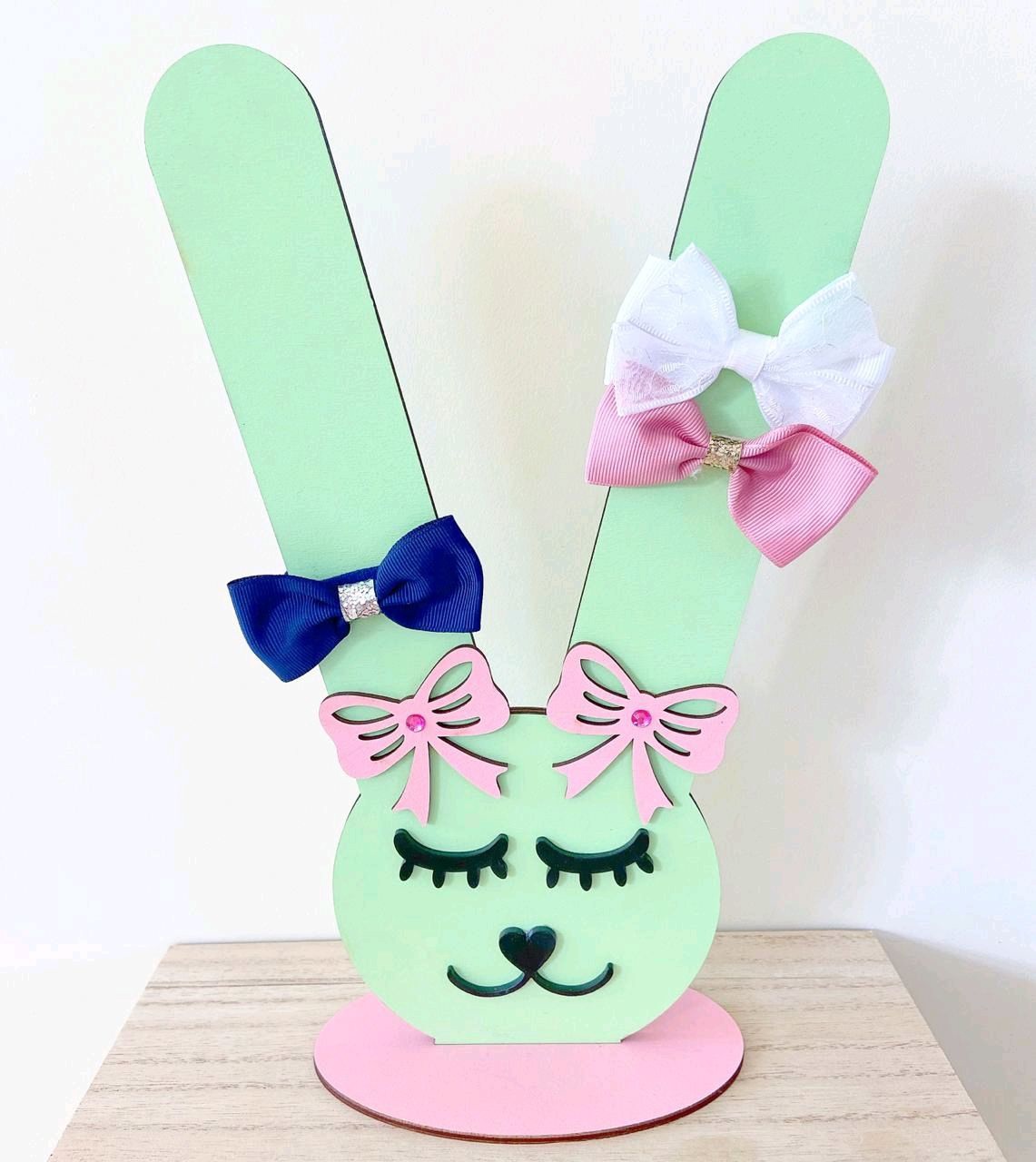 Laser Cut Cute Bunny Scrunchie Holder Hair Tie Rubber Band Stand Free Vector