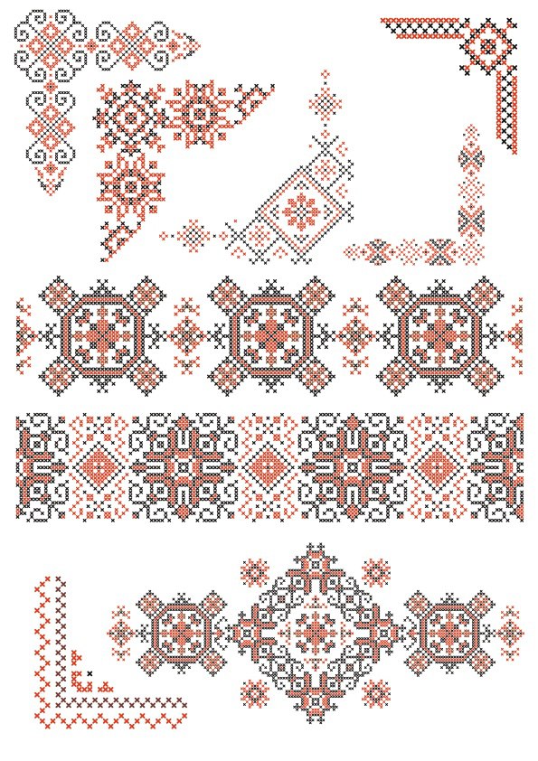 Ukraine Style Fabric Ornaments Free Vector