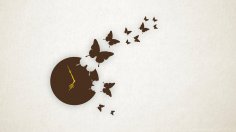 Laserowo wycinany zegar ścienny w kształcie motyla