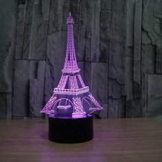 Eiffel Tower Decor 3D LED Night Light Free Vector