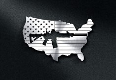 US Flag with a Gun Cut out DXF File