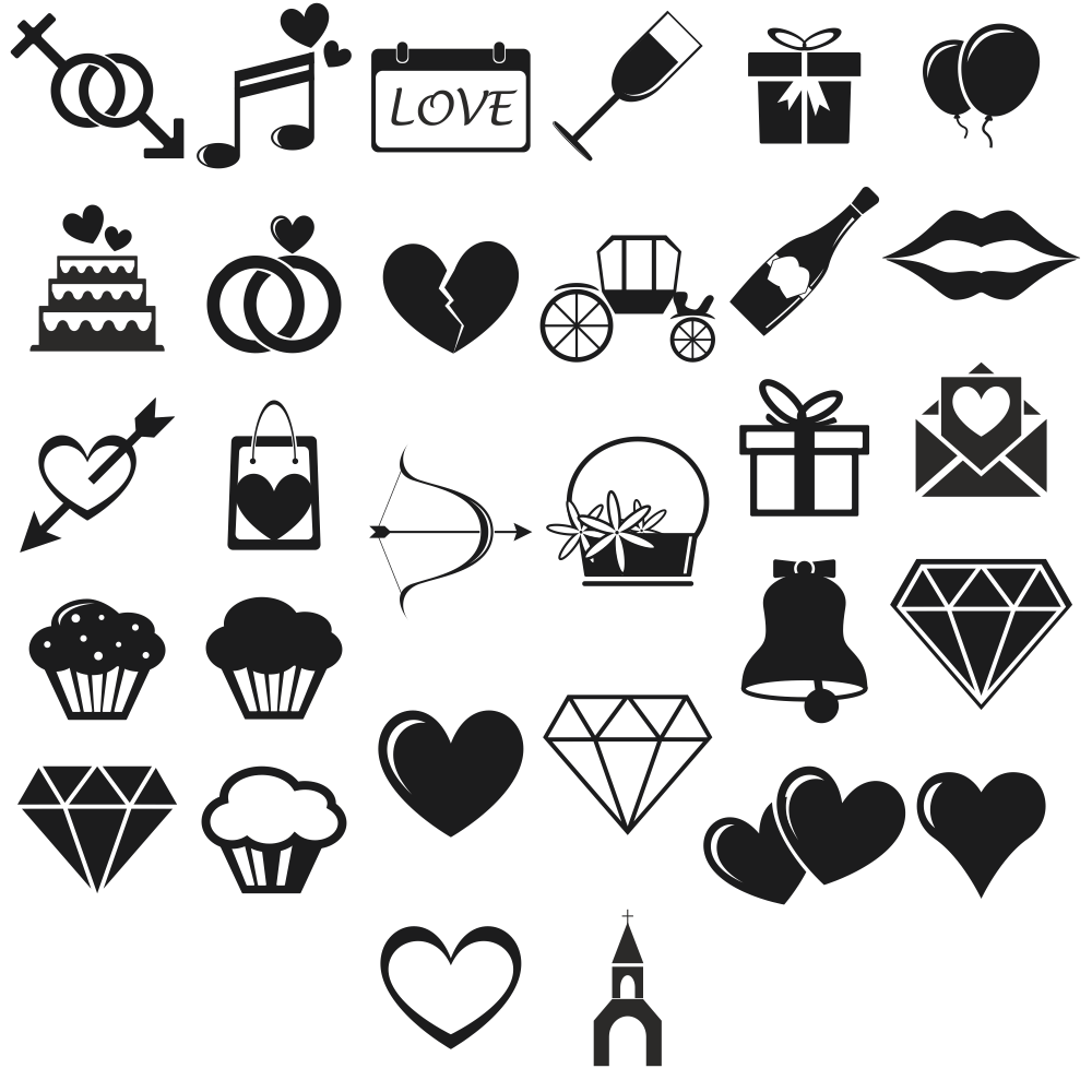 Vektor-Set für Liebessymbole
