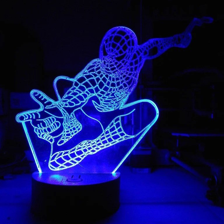 Laser Cut Spiderman 3D Illusion Lamp