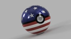 USA Pokeball 3D Printer Model