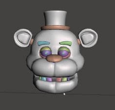 Freddy Fazbear Head With Articulated Eyes And Jaw 3D Printer Model