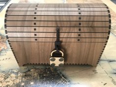 Laser Cut Treasure Chest with Hasp and Dummy Padlock for Glowforge