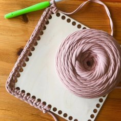 Laser Cut Crochet Square Basket Wooden Base