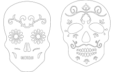 2 Sugar Skulls dxf File