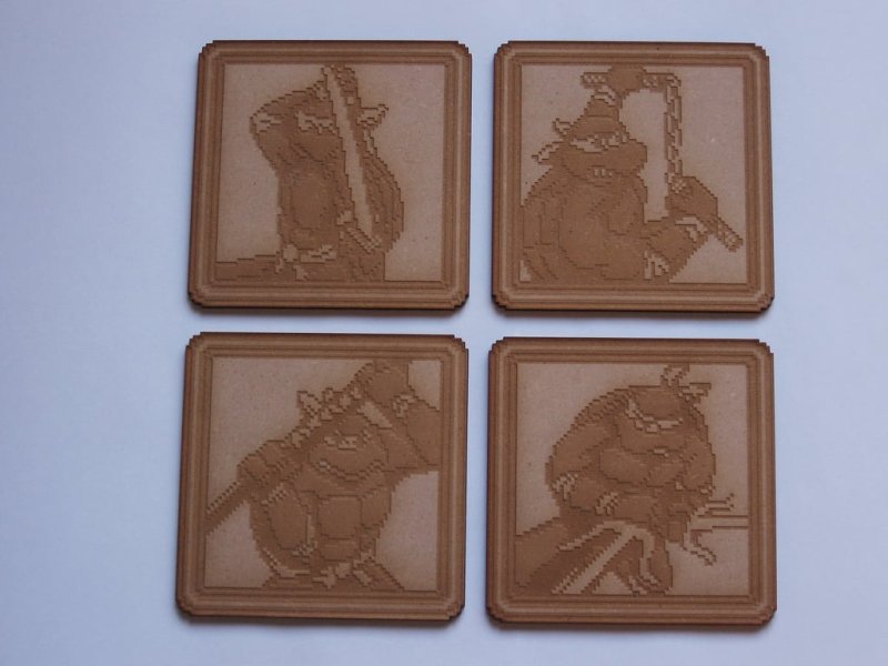 Laser Cut TMNT2 Coaster Set