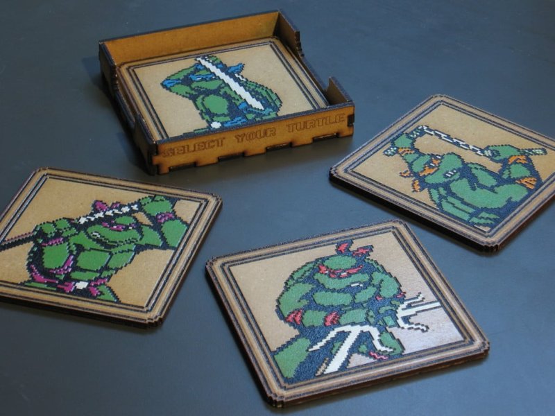 Laser Cut TMNT2 Coaster Set