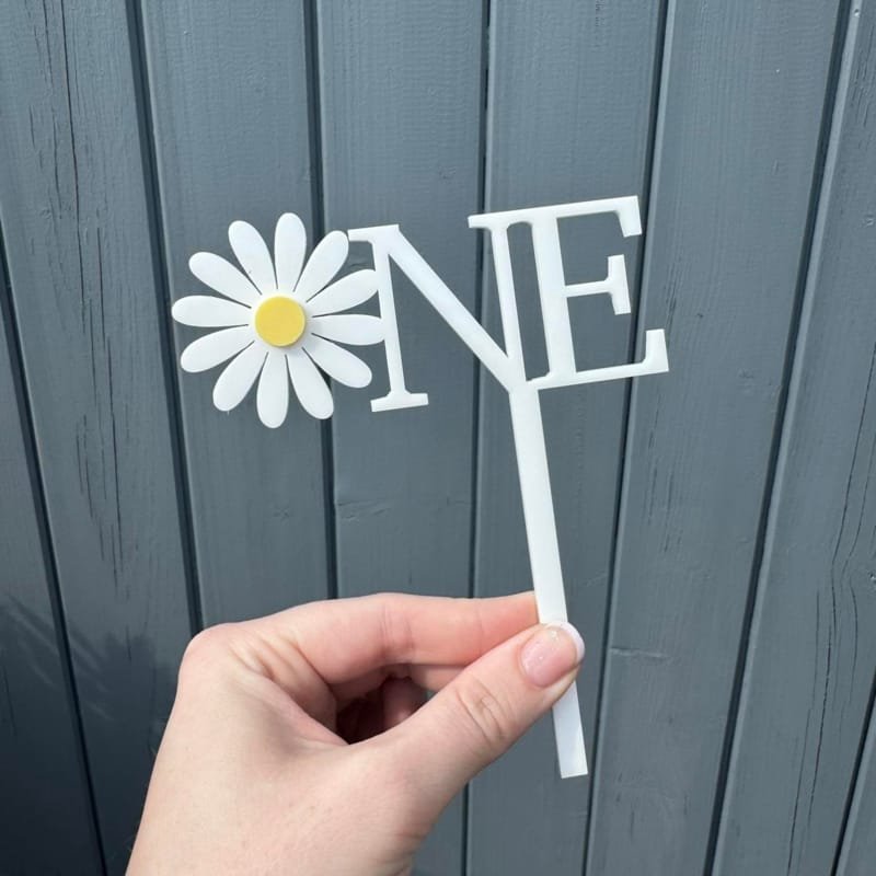 Laser Cut Flower One Cake Topper – Daisy First Birthday Girl Cake Topper