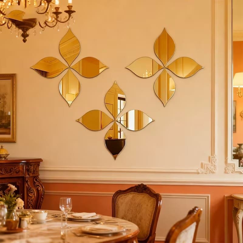 Laser Cut Four Leaf Clover-Shaped Acrylic Mirror Wall Art