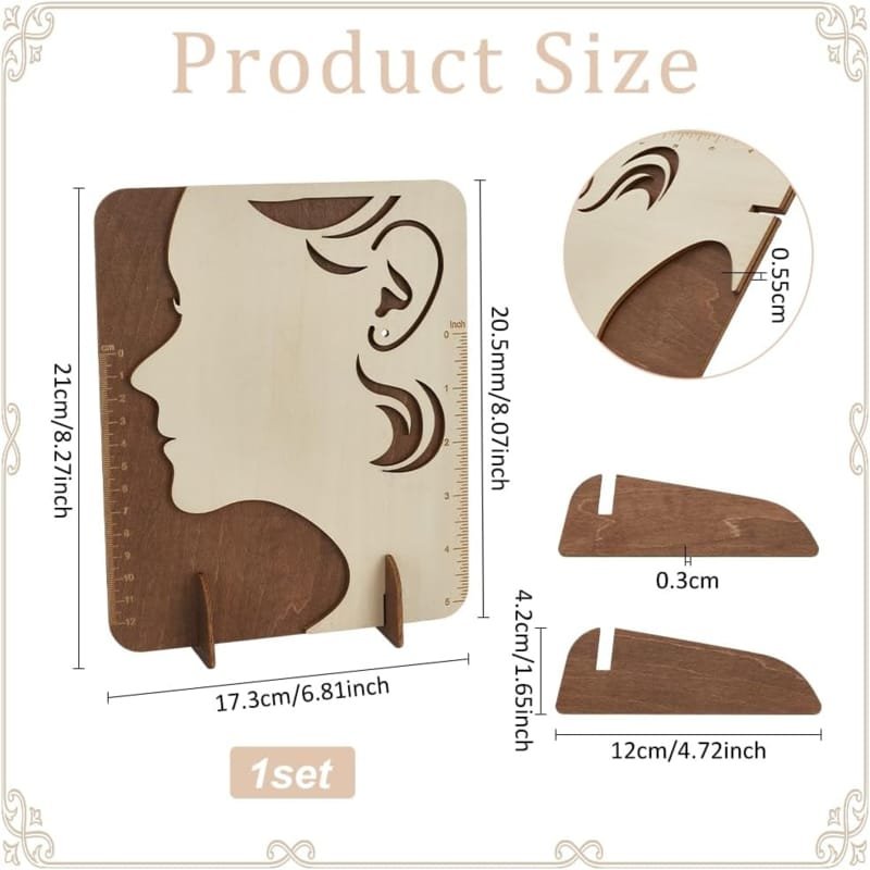 Laser Cut Earring Measurement Display Stand Woman Printed Wood Earring Organizer Display Stands With Scales