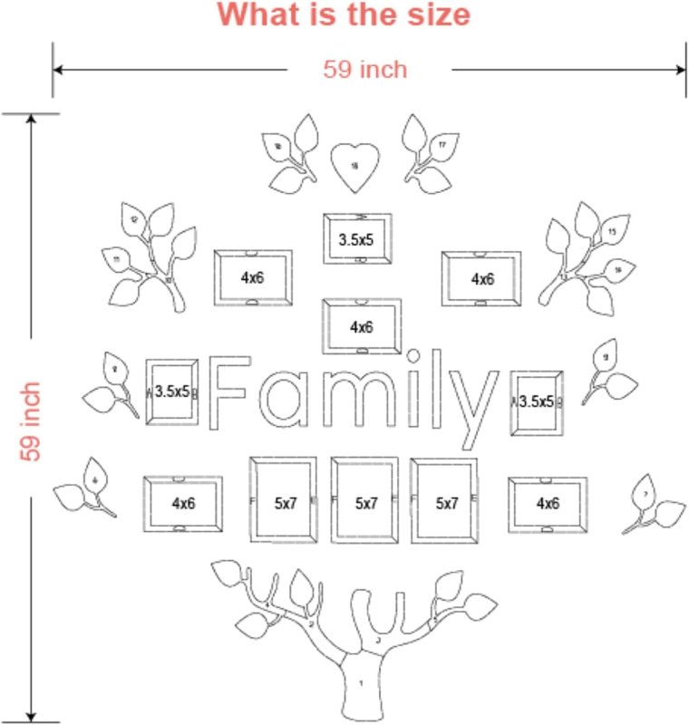 Laser Cut Family Tree Wall Decor Picture Frames Collage