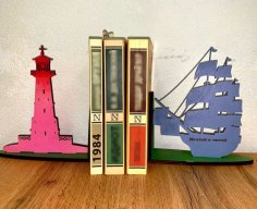 Laser Cut Wood Lighthouse Boat Bookend