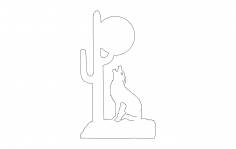 Wolf Howling At Moon dxf File