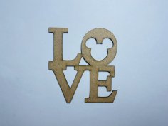 Laser Cut Love Mickey Mouse Wood Cutout Shape Free Vector