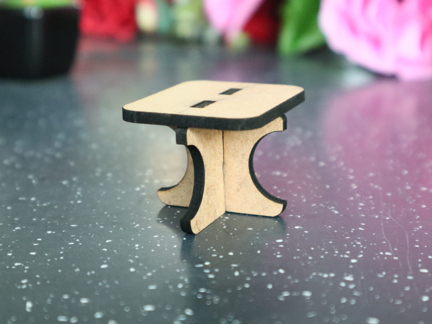 Laser Cut Miniature Wooden Table Free Vector