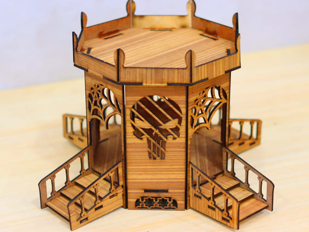 Laser Cut Wooden Bandstand Model Free Vector