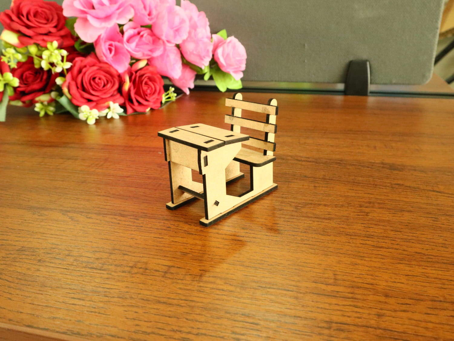 Laser Cut Miniature School Desk Free Vector