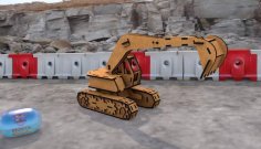 Laser Cut Wood Excavator 3D Puzzle Free Vector