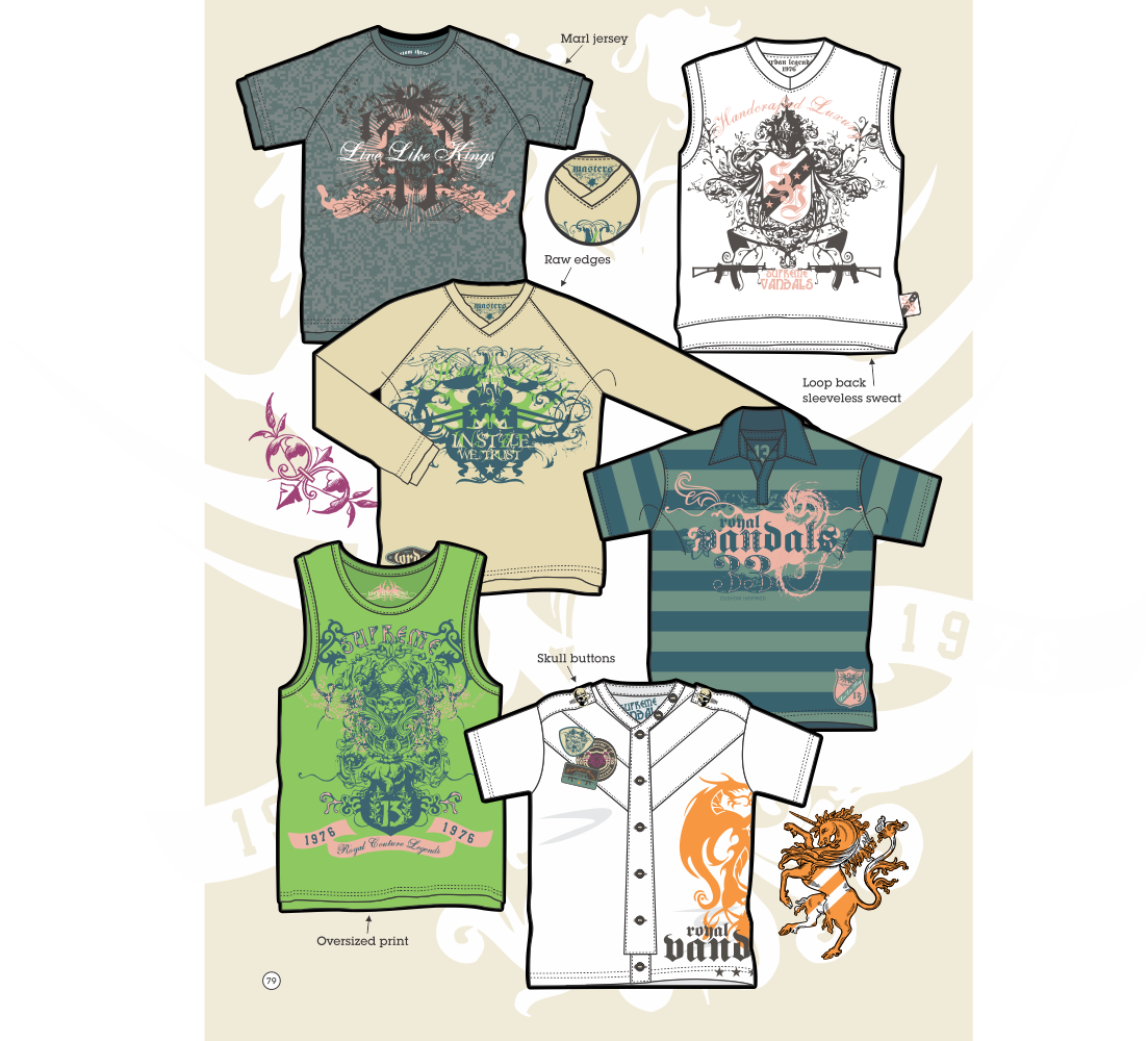 Conjunto de emblemas gráficos para design de camiseta