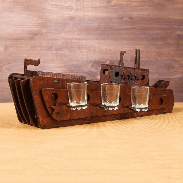 Laserowo wycinany mini bar drewniany statek