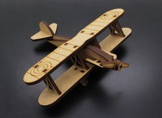 Modello di aeroplano biplano tagliato al laser
