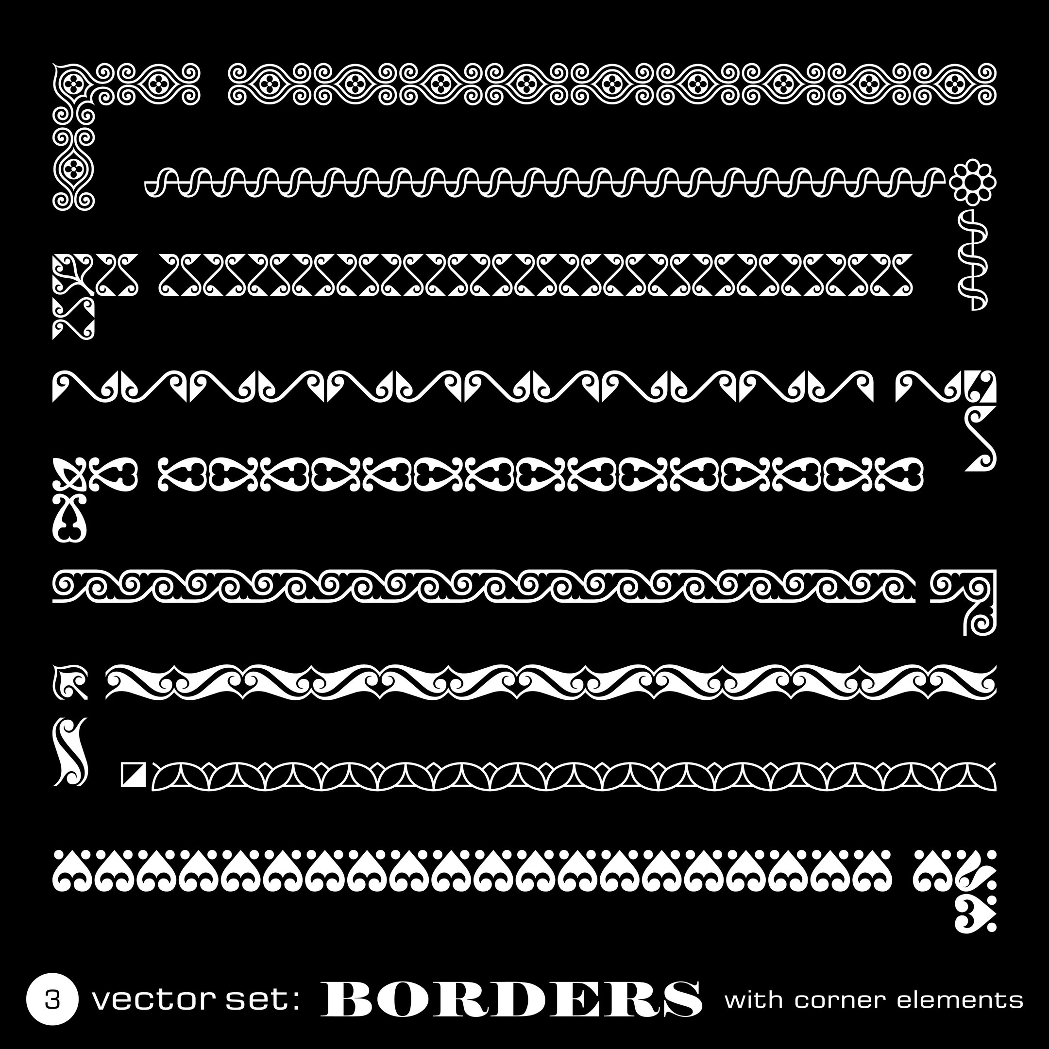 Границы с углами, изолированными на черном фоне