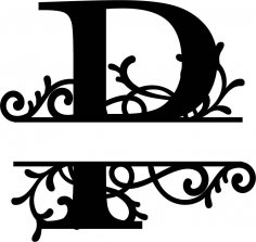 Lettera P con monogramma diviso fiorito