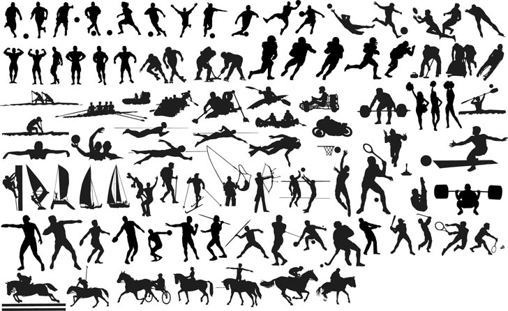 Silhouettes of Sportsmen Free Vector