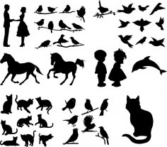 Various Silhouettes Set Free Vector