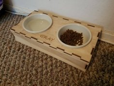 Laser Cut Cat Bowl Stand Free Vector