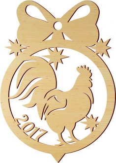 Laser Cut Woode Rooster Ornament Free Vector