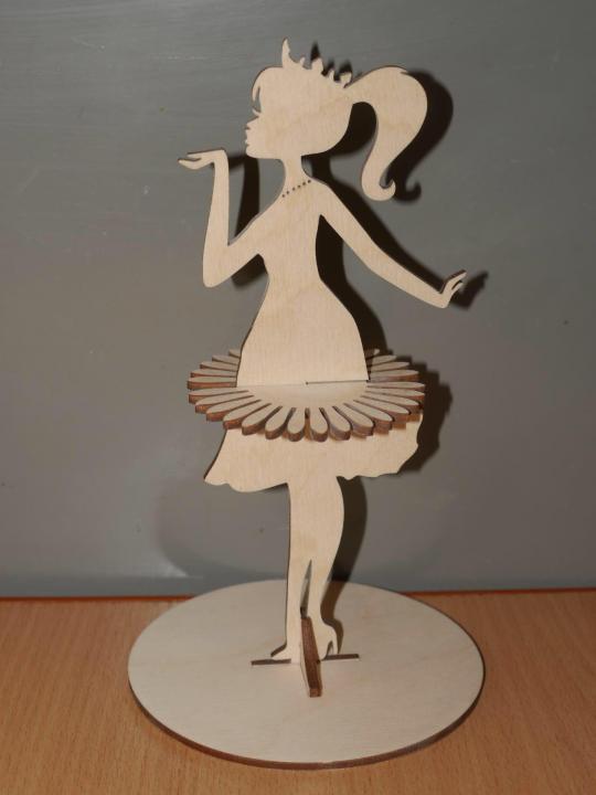 Laser Cut Girl Dancing Napkin Holder Free Vector